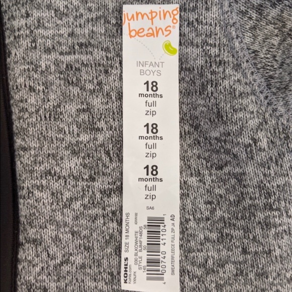 *NWT* Zip-up Gray Fleece Jacket w/ Pockets 18M - Picture 6 of 8